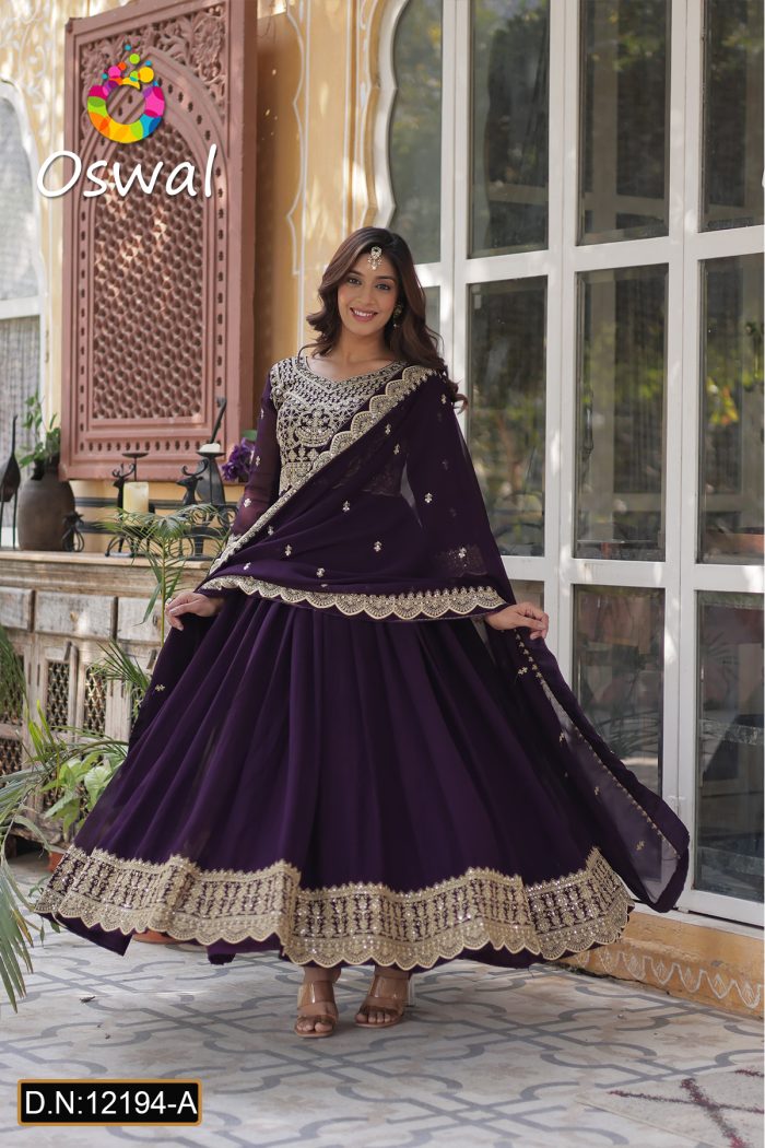 D.N.: 12194-A Anarkali, Gown, Patiyala And Chudidar Dresses - Oswal Navsari