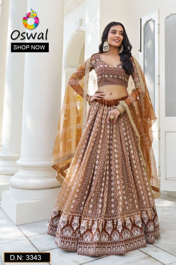 D.N. : 3343 Wedding Chaniya Choli - Oswal Navsari