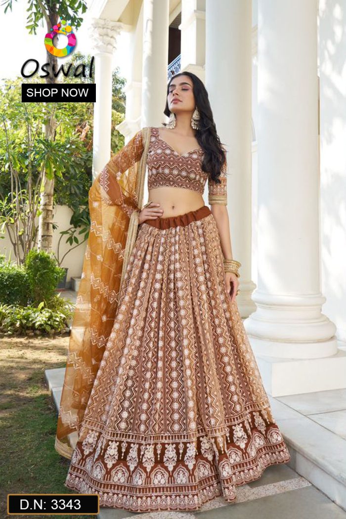D.N. : 3343 Wedding Chaniya Choli - Oswal Navsari view 3