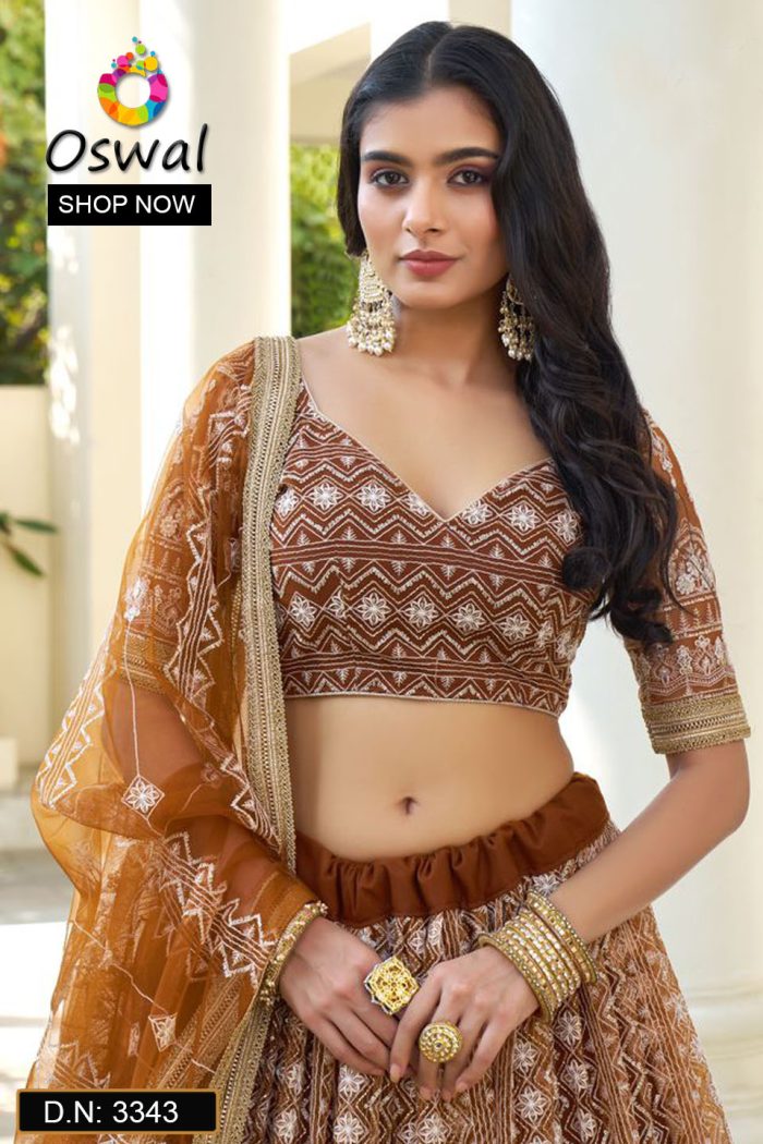 D.N. : 3343 Wedding Chaniya Choli - Oswal Navsari view 2