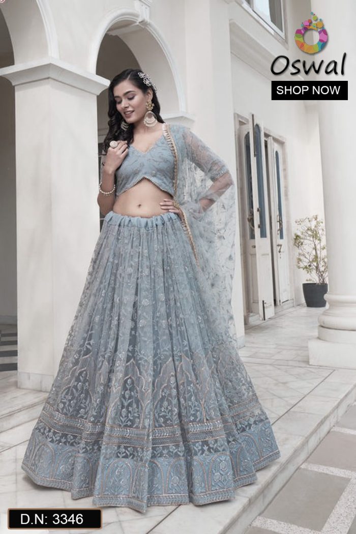 D.N. : 3346 Wedding Chaniya Choli - Oswal Navsari view 2