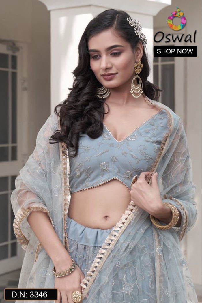 D.N. : 3346 Wedding Chaniya Choli - Oswal Navsari view 3