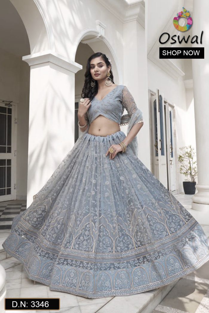 D.N. : 3346 Wedding Chaniya Choli - Oswal Navsari
