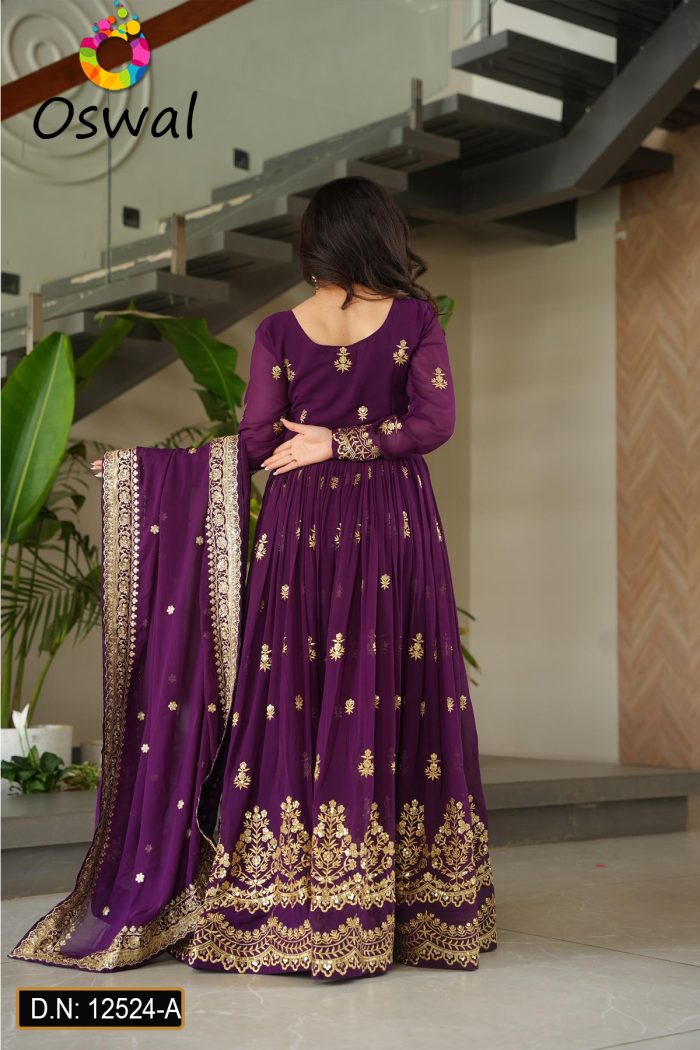 D.N. : 12524-A Anarkali, Gown, Patiyala And Chudidar Dresses - Oswal Navsari view 2