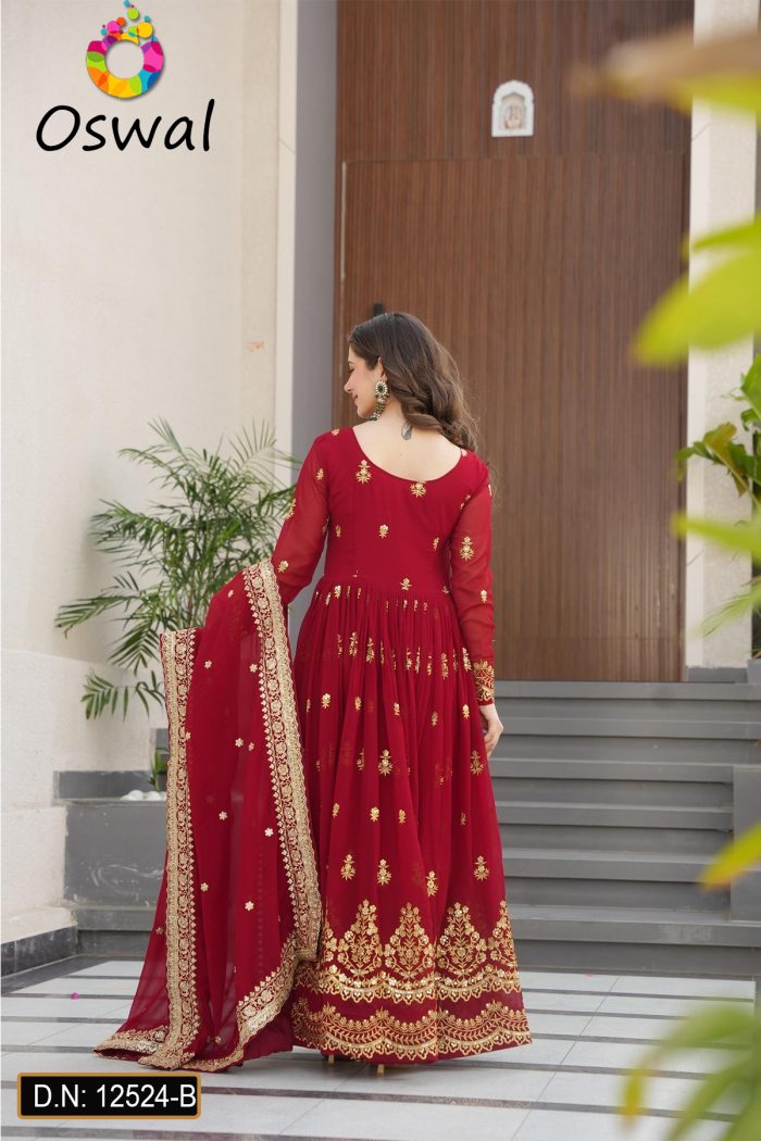 D.N. : 12524-B Anarkali, Gown, Patiyala And Chudidar Dresses - Oswal Navsari view 2