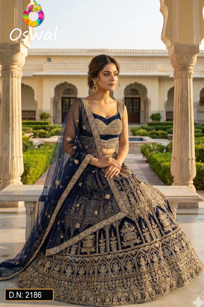 D.N. : 2186 Wedding Chaniya Choli - Oswal Navsari view 2