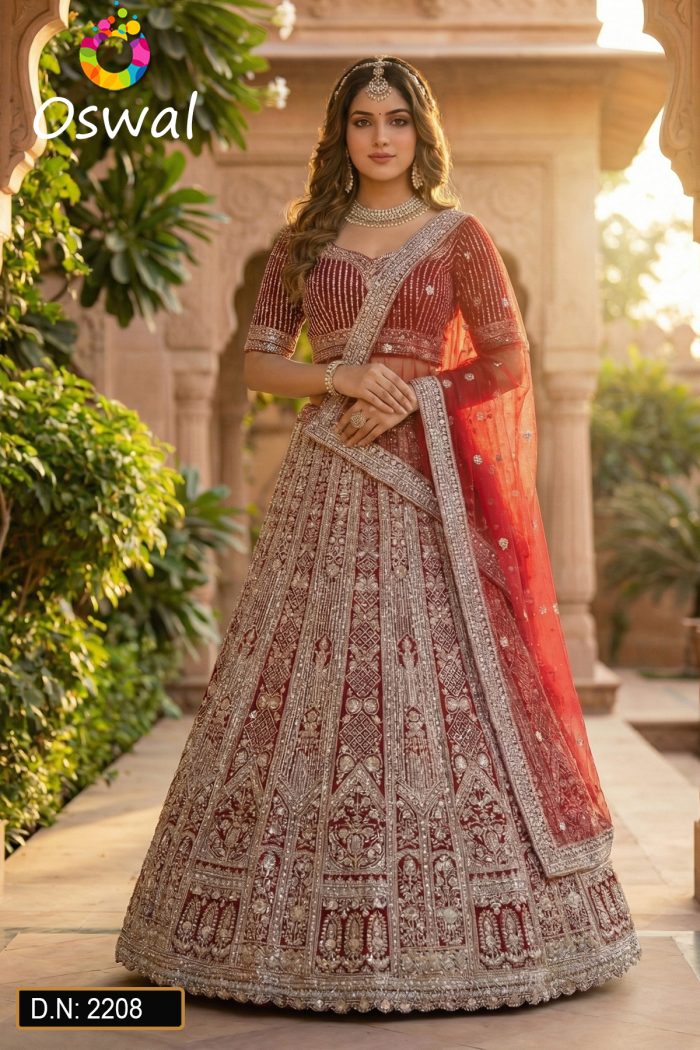 D.N. : 2208 Wedding Chaniya Choli - Oswal Navsari