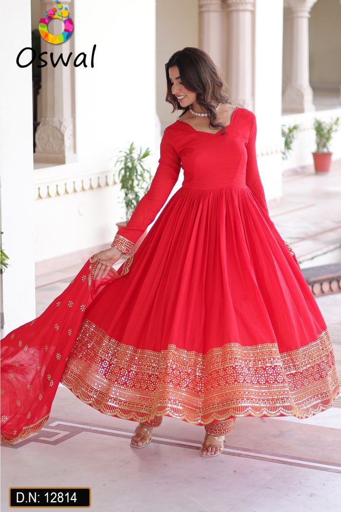 D.N. : 12814 Anarkali, Gown, Patiyala And Chudidar Dresses - Oswal Navsari view 3