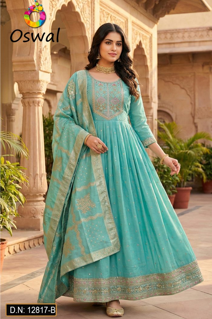 D.N. : 12817-B Anarkali, Gown, Patiyala And Chudidar Dresses - Oswal Navsari