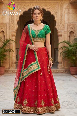 D.N. : 2593 Wedding Chaniya Choli - Oswal Navsari